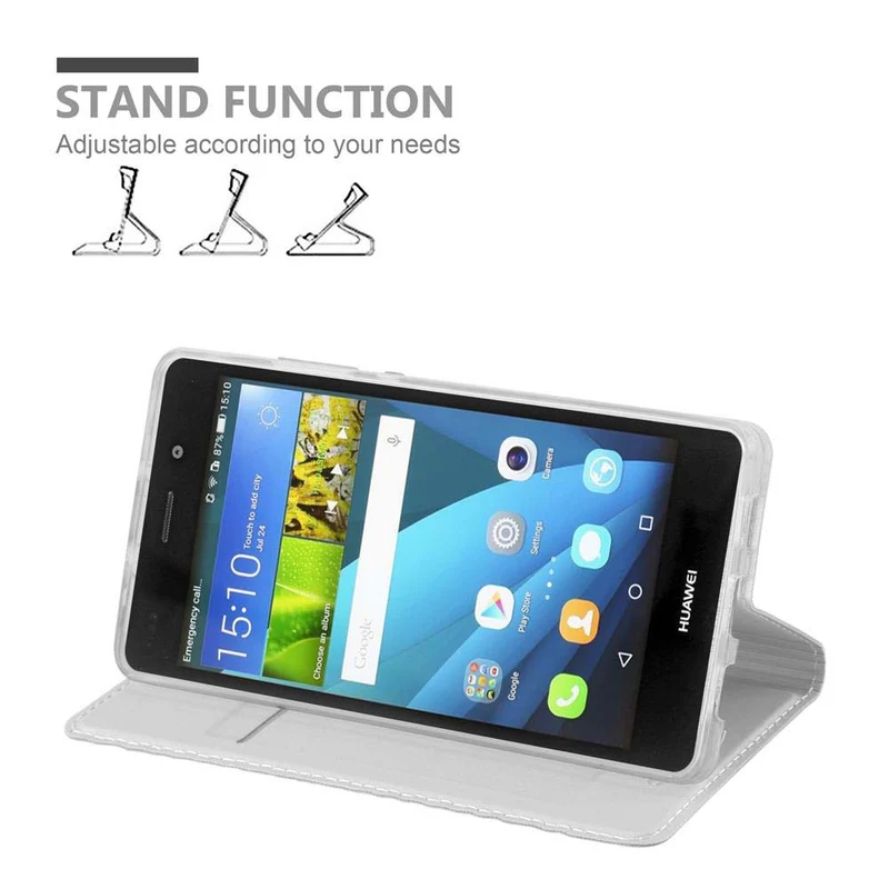 Cadorabo Hülle kompatibel mit Huawei P8 LITE 2015 Schutzhülle mit Magnetverschluss, Standfunktion und Kartenfach