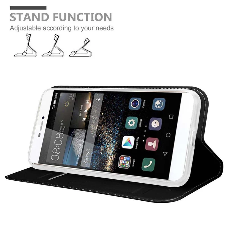 Cadorabo Hülle kompatibel mit Huawei P8 Schutzhülle mit Magnetverschluss, Standfunktion und Kartenfach