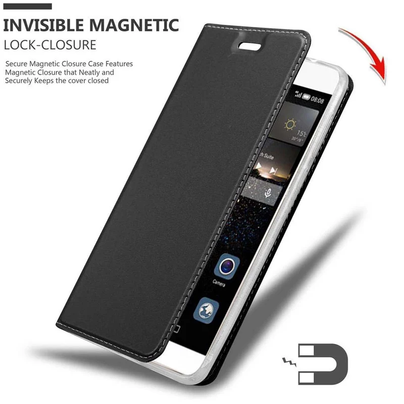 Cadorabo Hülle kompatibel mit Huawei P8 Schutzhülle mit Magnetverschluss, Standfunktion und Kartenfach
