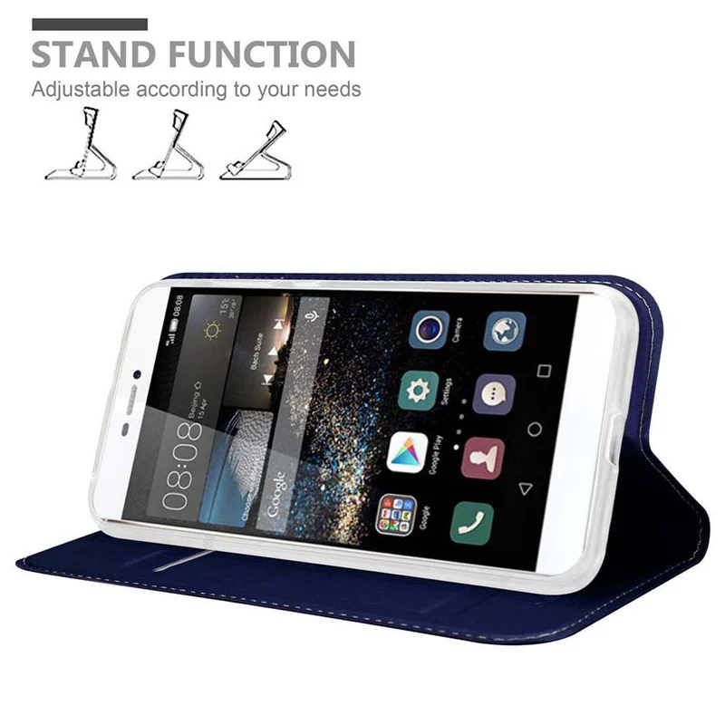 Cadorabo Hülle kompatibel mit Huawei P8 Schutzhülle mit Magnetverschluss, Standfunktion und Kartenfach
