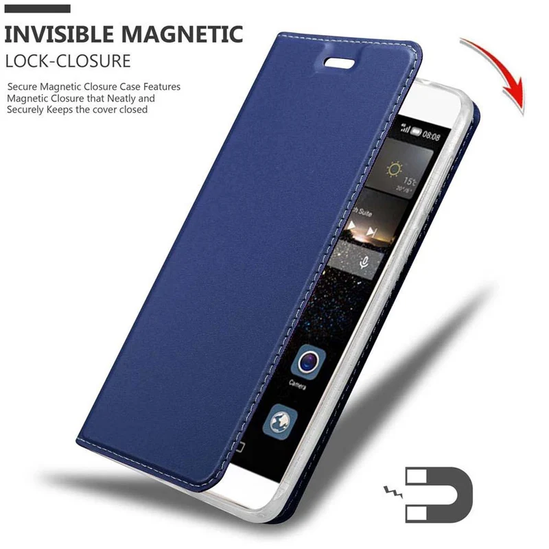Cadorabo Hülle kompatibel mit Huawei P8 Schutzhülle mit Magnetverschluss, Standfunktion und Kartenfach