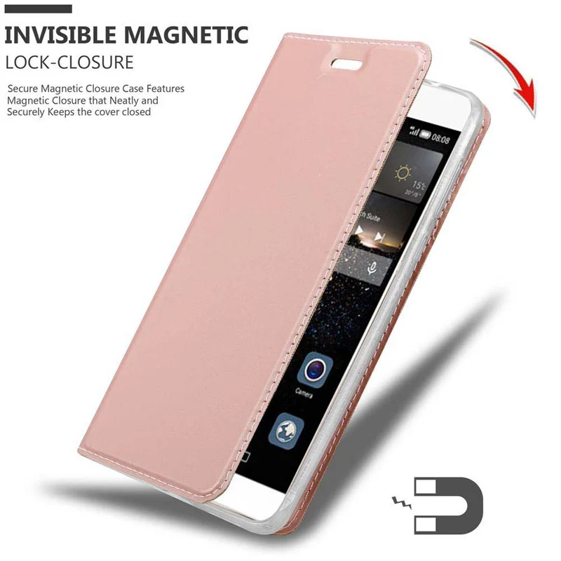 Cadorabo Hülle kompatibel mit Huawei P8 Schutzhülle mit Magnetverschluss, Standfunktion und Kartenfach