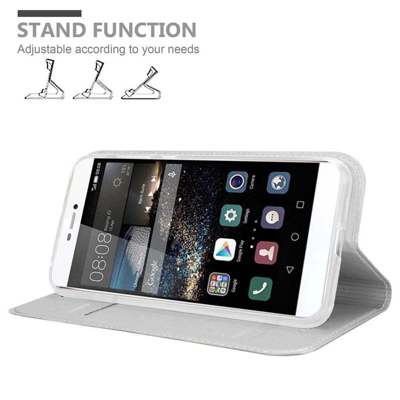 Cadorabo Hülle kompatibel mit Huawei P8 Schutzhülle mit Magnetverschluss, Standfunktion und Kartenfach