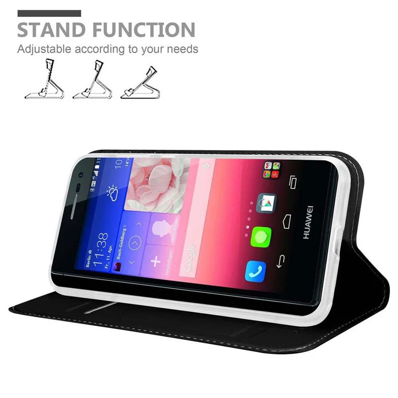 Cadorabo Hülle kompatibel mit Huawei ASCEND P7 Schutzhülle mit Magnetverschluss, Standfunktion und Kartenfach