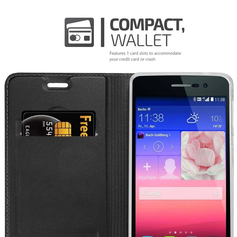 Cadorabo Hülle kompatibel mit Huawei ASCEND P7 Schutzhülle mit Magnetverschluss, Standfunktion und Kartenfach