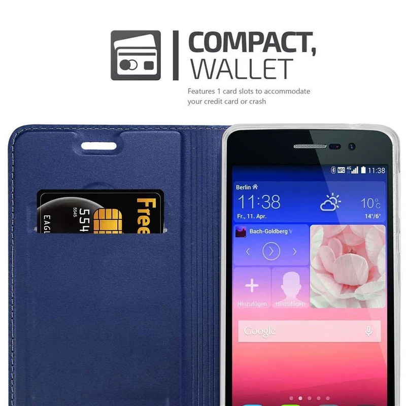 Cadorabo Hülle kompatibel mit Huawei ASCEND P7 Schutzhülle mit Magnetverschluss, Standfunktion und Kartenfach