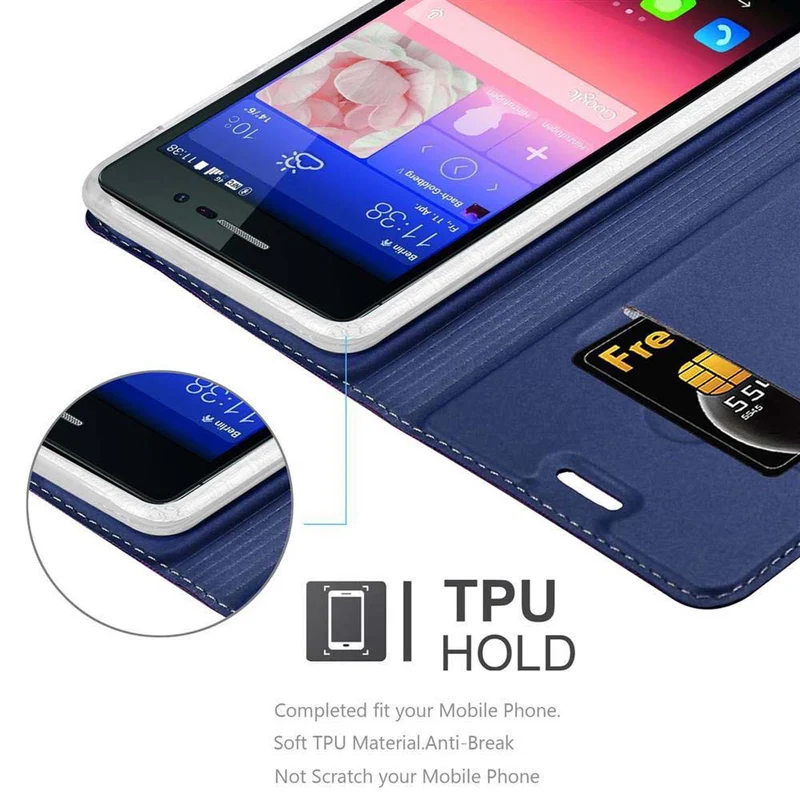 Cadorabo Hülle kompatibel mit Huawei ASCEND P7 Schutzhülle mit Magnetverschluss, Standfunktion und Kartenfach