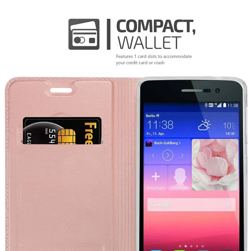 Cadorabo Hülle kompatibel mit Huawei ASCEND P7 Schutzhülle mit Magnetverschluss, Standfunktion und Kartenfach