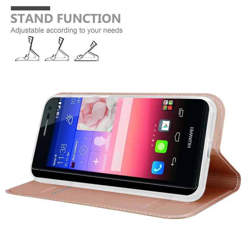 Cadorabo Hülle kompatibel mit Huawei ASCEND P7 Schutzhülle mit Magnetverschluss, Standfunktion und Kartenfach