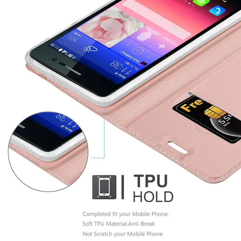 Cadorabo Hülle kompatibel mit Huawei ASCEND P7 Schutzhülle mit Magnetverschluss, Standfunktion und Kartenfach