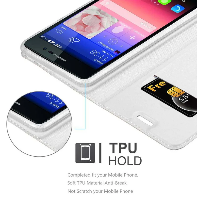 Cadorabo Hülle kompatibel mit Huawei ASCEND P7 Schutzhülle mit Magnetverschluss, Standfunktion und Kartenfach