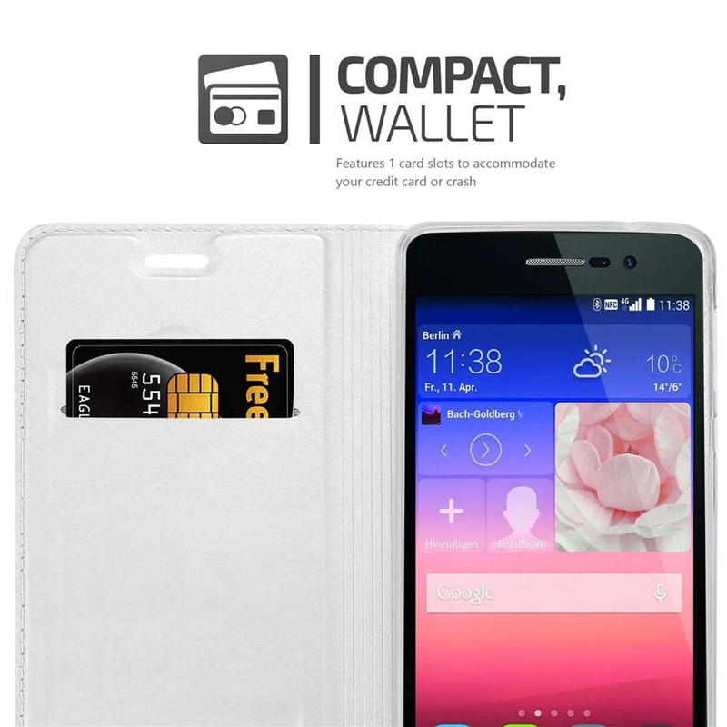 Cadorabo Hülle kompatibel mit Huawei ASCEND P7 Schutzhülle mit Magnetverschluss, Standfunktion und Kartenfach