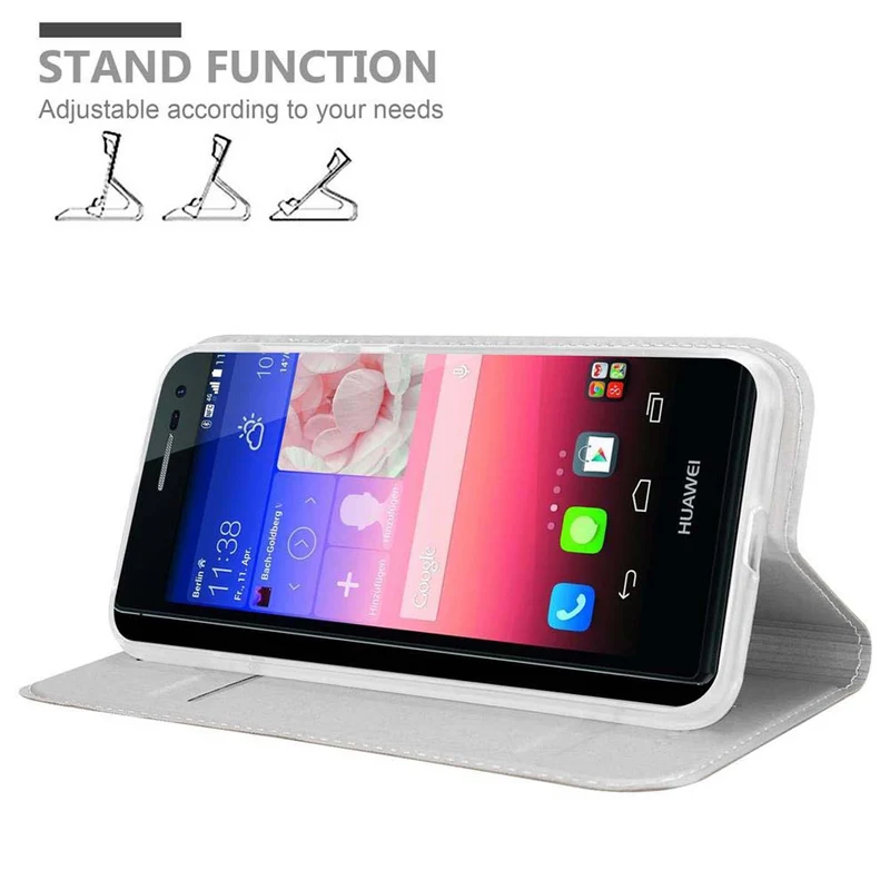 Cadorabo Hülle kompatibel mit Huawei ASCEND P7 Schutzhülle mit Magnetverschluss, Standfunktion und Kartenfach