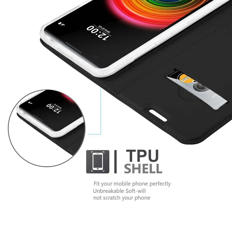 Cadorabo Hülle kompatibel mit LG X POWER Schutzhülle mit Magnetverschluss, Standfunktion und Kartenfach