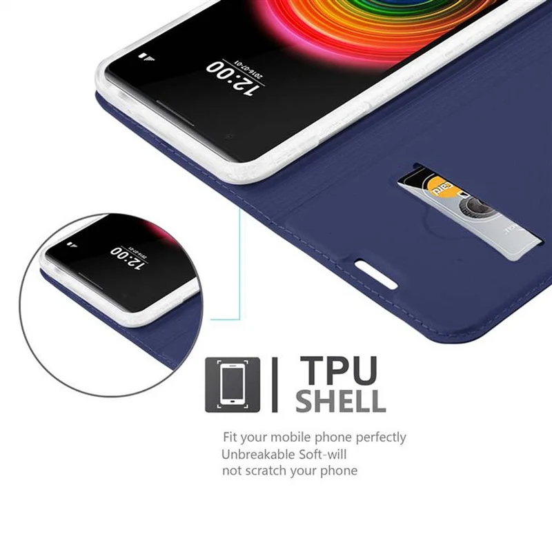 Cadorabo Hülle kompatibel mit LG X POWER Schutzhülle mit Magnetverschluss, Standfunktion und Kartenfach