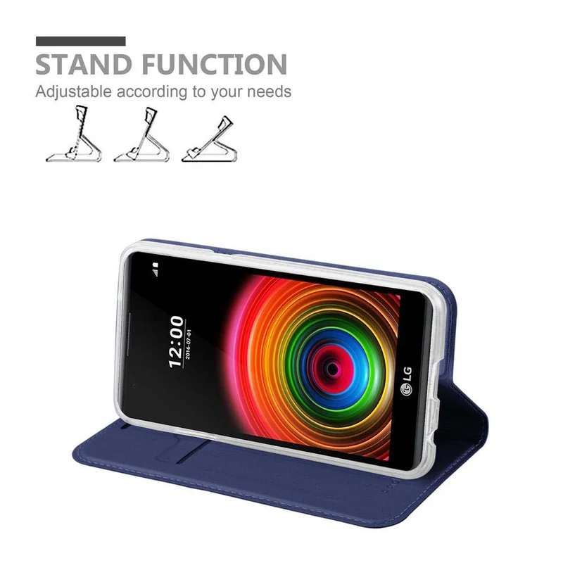 Cadorabo Hülle kompatibel mit LG X POWER Schutzhülle mit Magnetverschluss, Standfunktion und Kartenfach