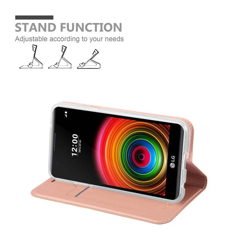 Cadorabo Hülle kompatibel mit LG X POWER Schutzhülle mit Magnetverschluss, Standfunktion und Kartenfach