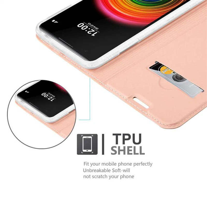Cadorabo Hülle kompatibel mit LG X POWER Schutzhülle mit Magnetverschluss, Standfunktion und Kartenfach