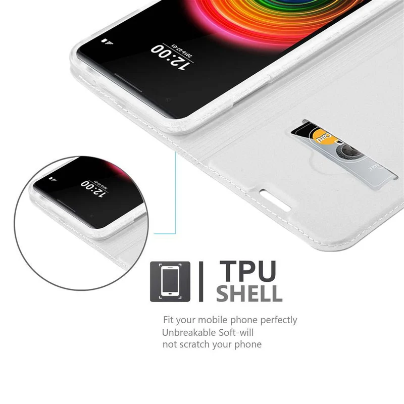 Cadorabo Hülle kompatibel mit LG X POWER Schutzhülle mit Magnetverschluss, Standfunktion und Kartenfach