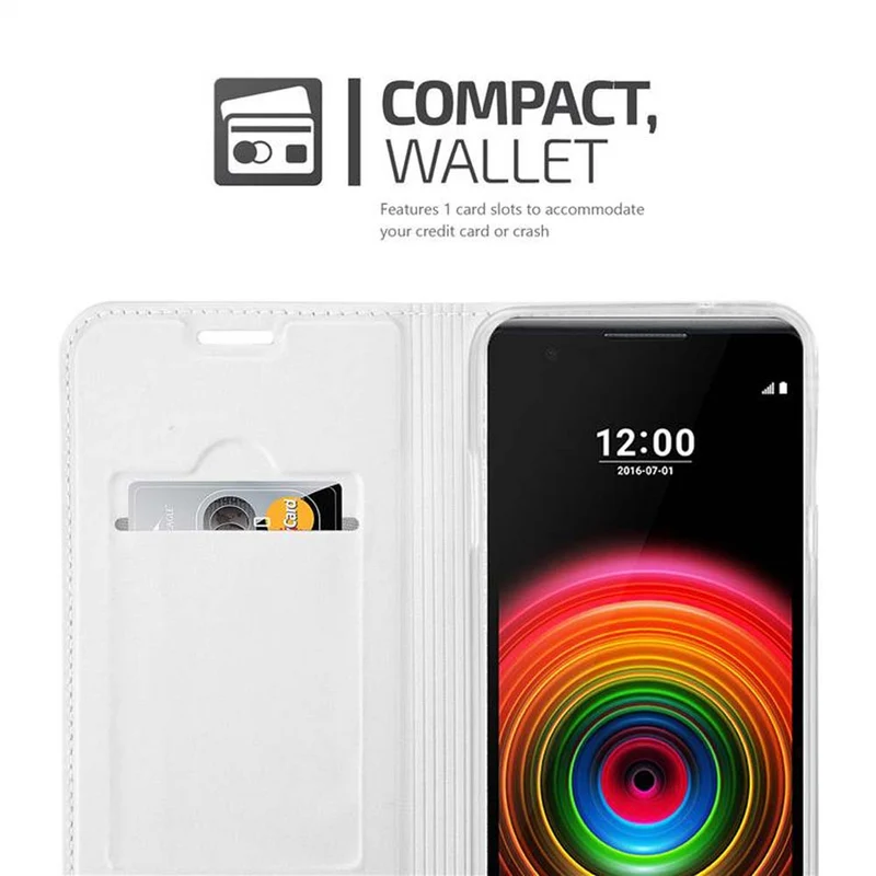 Cadorabo Hülle kompatibel mit LG X POWER Schutzhülle mit Magnetverschluss, Standfunktion und Kartenfach