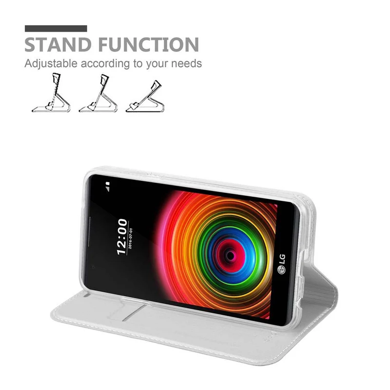 Cadorabo Hülle kompatibel mit LG X POWER Schutzhülle mit Magnetverschluss, Standfunktion und Kartenfach