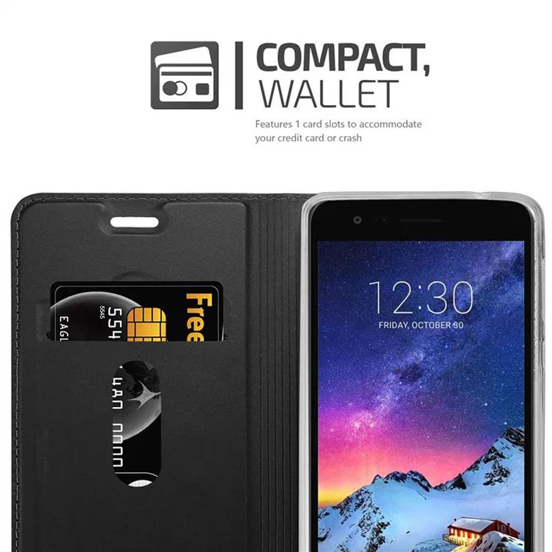 Cadorabo Hülle kompatibel mit LG K8 2017 Schutzhülle mit Magnetverschluss, Standfunktion und Kartenfach