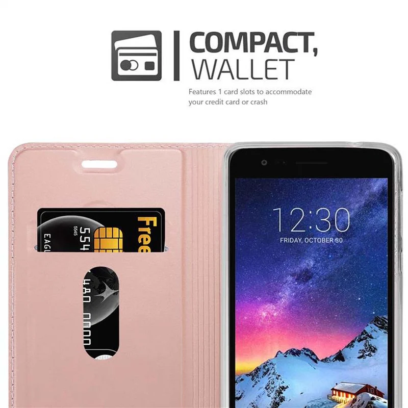 Cadorabo Hülle kompatibel mit LG K8 2017 Schutzhülle mit Magnetverschluss, Standfunktion und Kartenfach