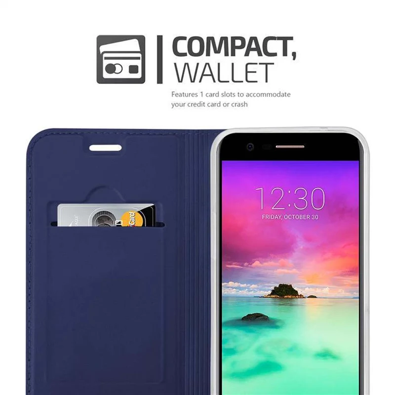 Cadorabo Hülle kompatibel mit LG K10 2017 Schutzhülle mit Magnetverschluss, Standfunktion und Kartenfach