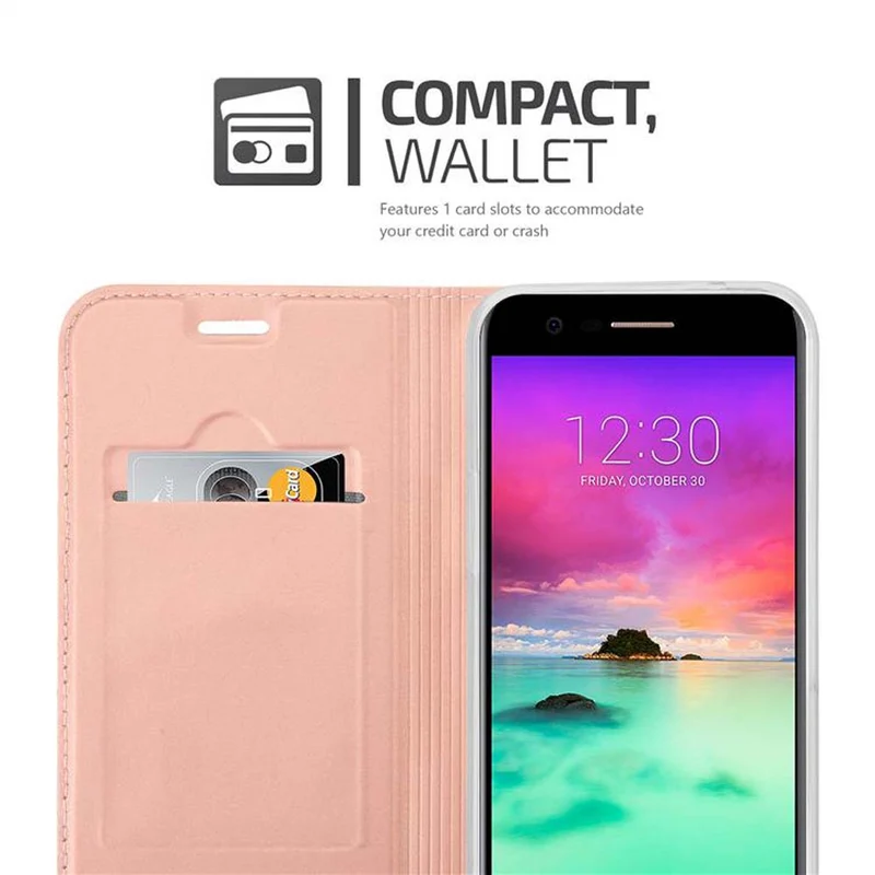 Cadorabo Hülle kompatibel mit LG K10 2017 Schutzhülle mit Magnetverschluss, Standfunktion und Kartenfach