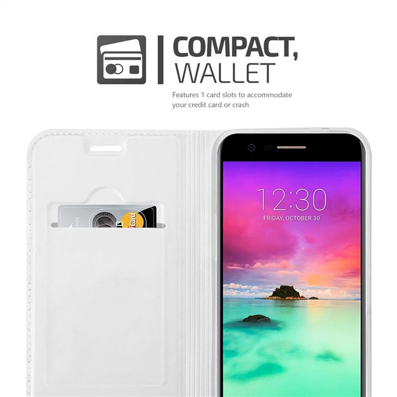 Cadorabo Hülle kompatibel mit LG K10 2017 Schutzhülle mit Magnetverschluss, Standfunktion und Kartenfach
