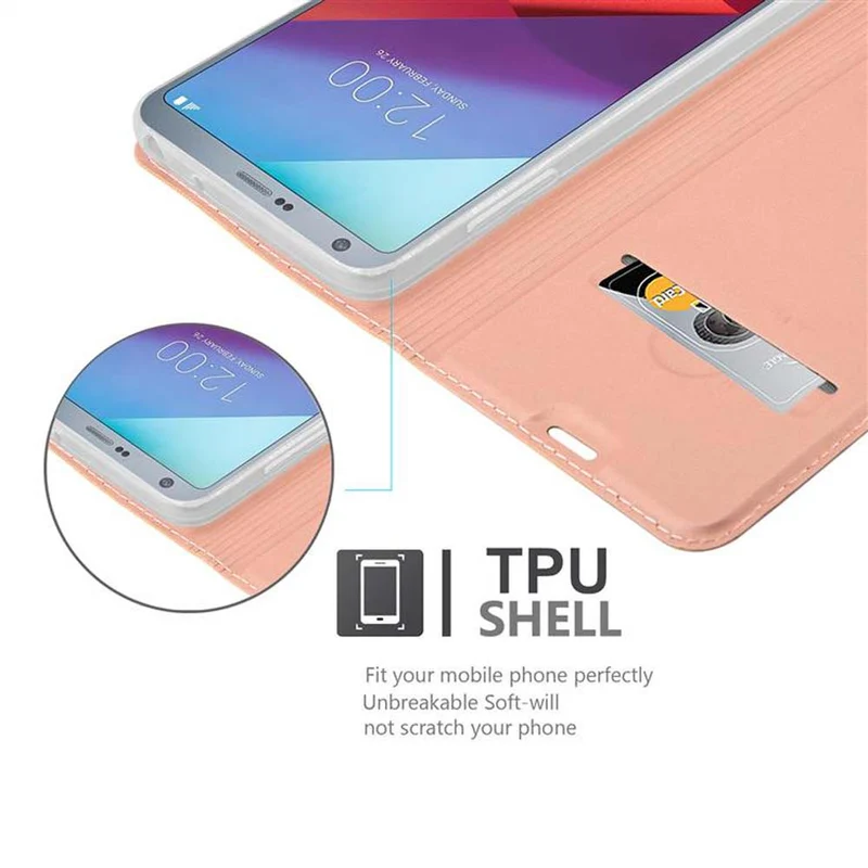 Cadorabo Hülle kompatibel mit LG G6 Schutzhülle mit Magnetverschluss, Standfunktion und Kartenfach