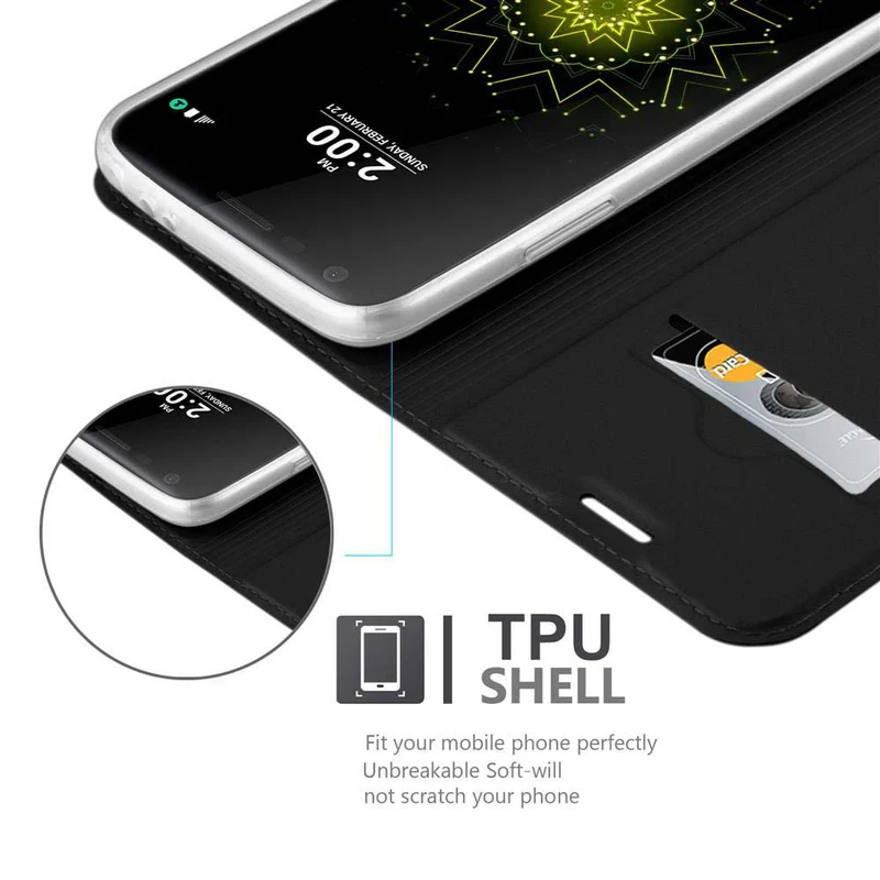 Cadorabo Hülle kompatibel mit LG G5 Schutzhülle mit Magnetverschluss, Standfunktion und Kartenfach
