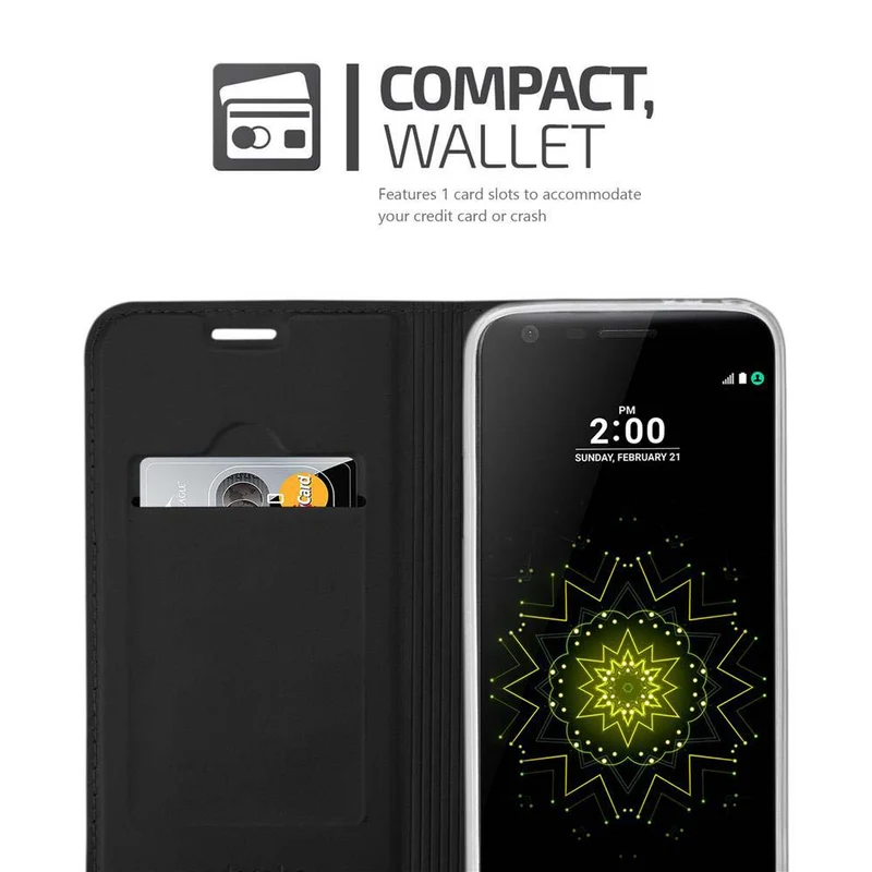 Cadorabo Hülle kompatibel mit LG G5 Schutzhülle mit Magnetverschluss, Standfunktion und Kartenfach