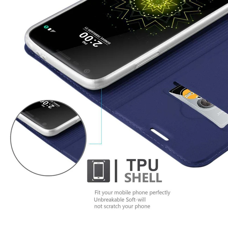 Cadorabo Hülle kompatibel mit LG G5 Schutzhülle mit Magnetverschluss, Standfunktion und Kartenfach