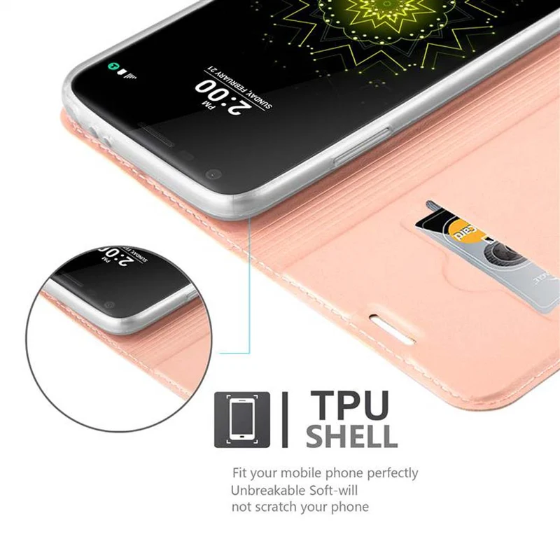 Cadorabo Hülle kompatibel mit LG G5 Schutzhülle mit Magnetverschluss, Standfunktion und Kartenfach