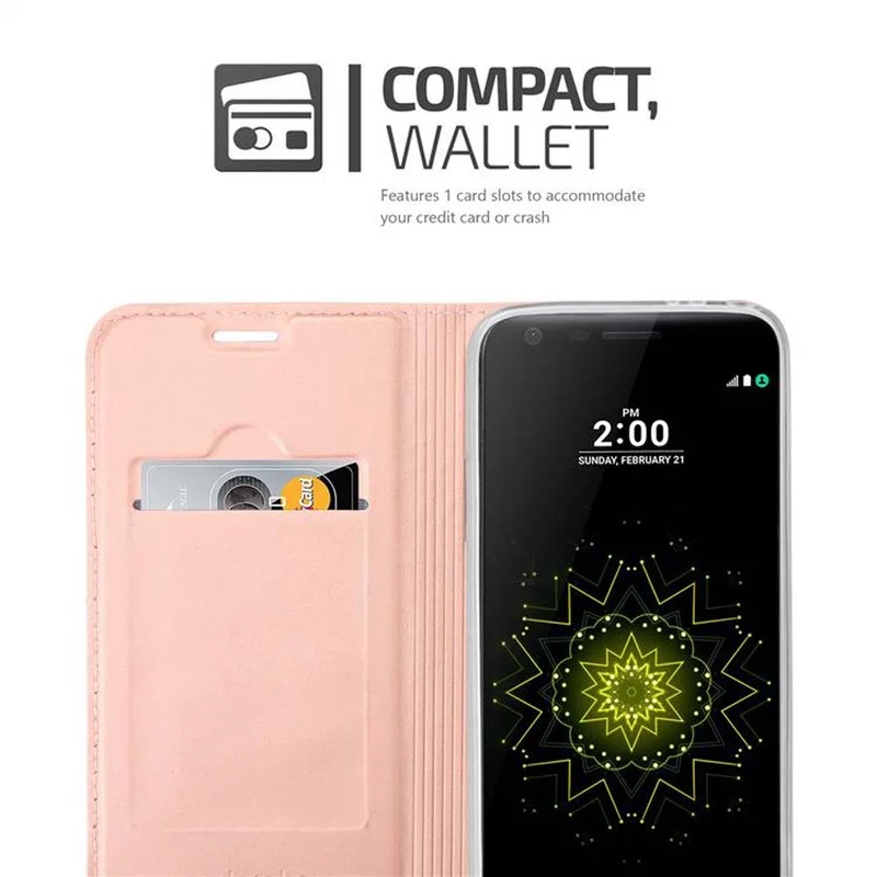 Cadorabo Hülle kompatibel mit LG G5 Schutzhülle mit Magnetverschluss, Standfunktion und Kartenfach
