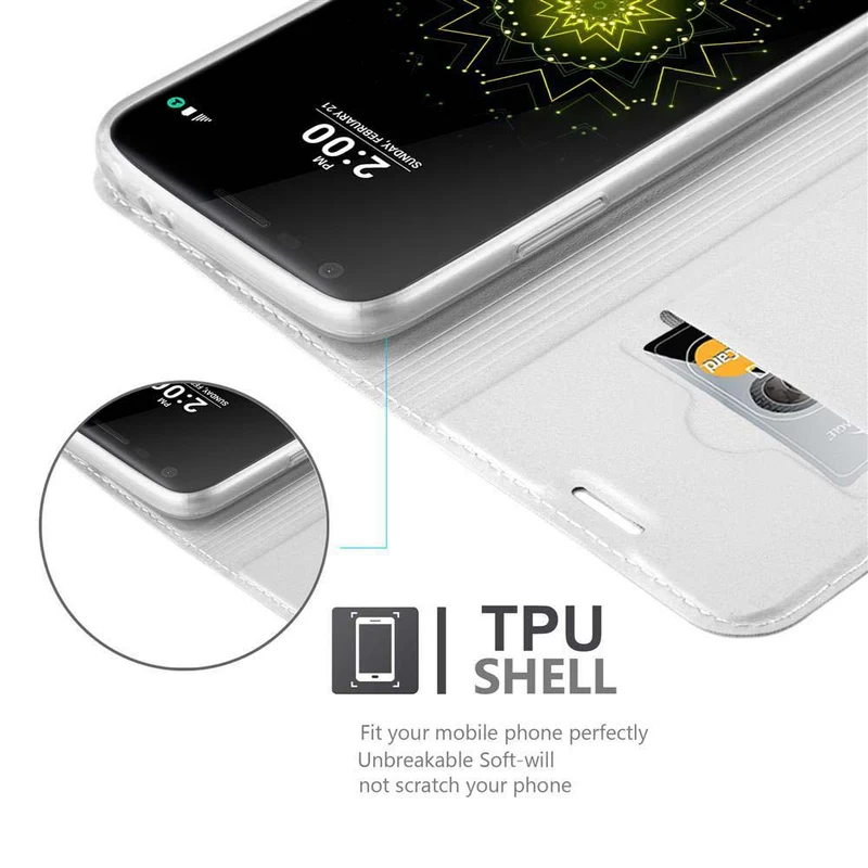 Cadorabo Hülle kompatibel mit LG G5 Schutzhülle mit Magnetverschluss, Standfunktion und Kartenfach