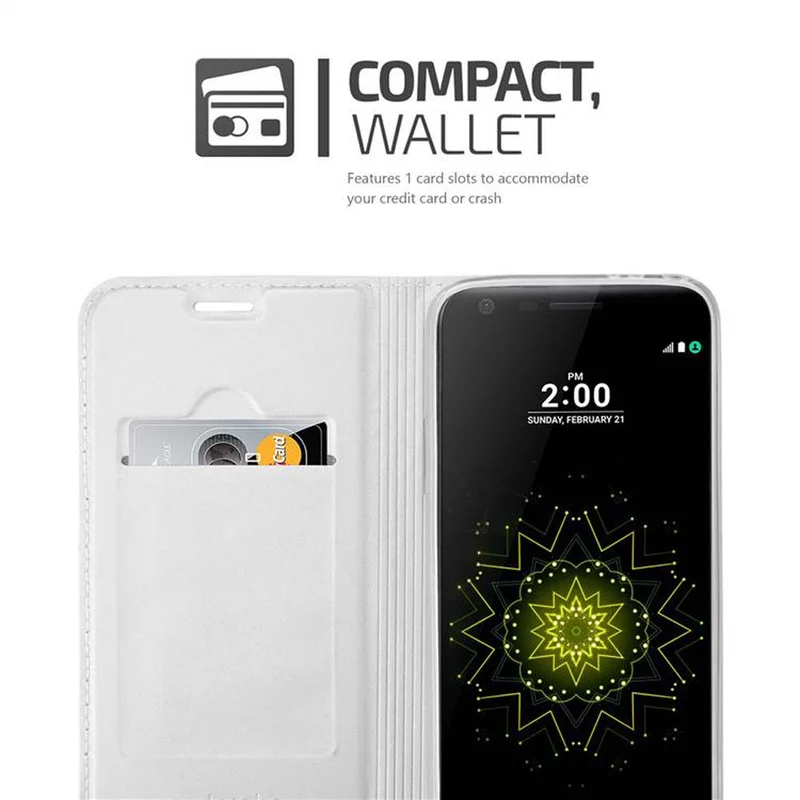 Cadorabo Hülle kompatibel mit LG G5 Schutzhülle mit Magnetverschluss, Standfunktion und Kartenfach