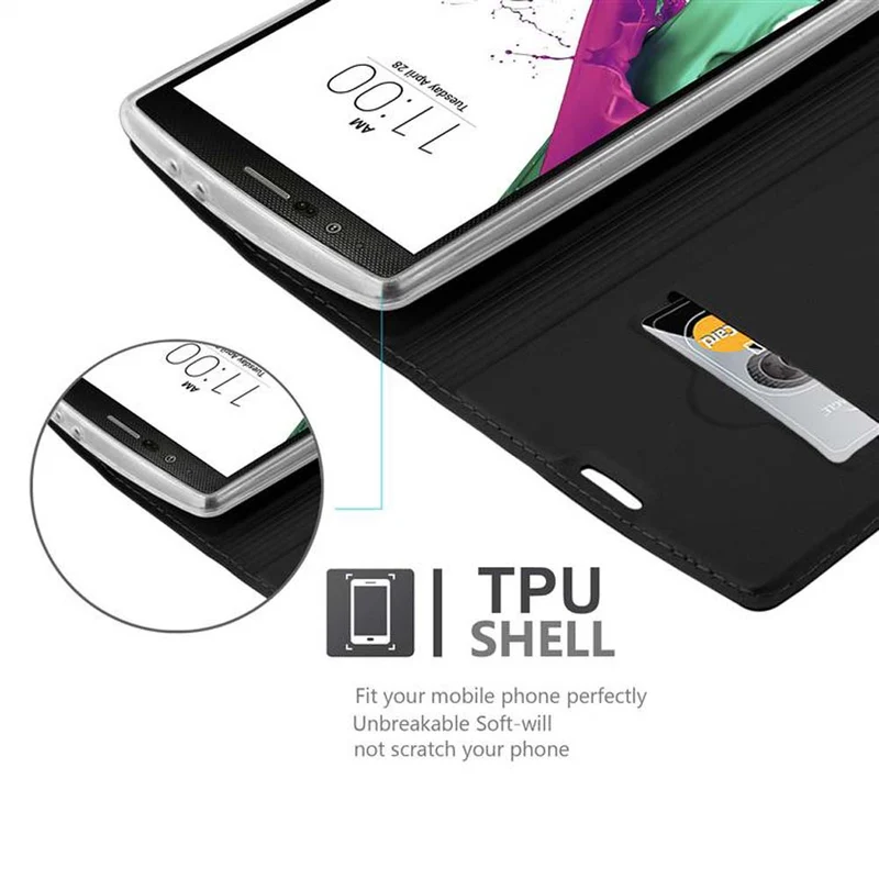 Cadorabo Hülle kompatibel mit LG G4 / G4 PLUS Schutzhülle mit Magnetverschluss, Standfunktion und Kartenfach
