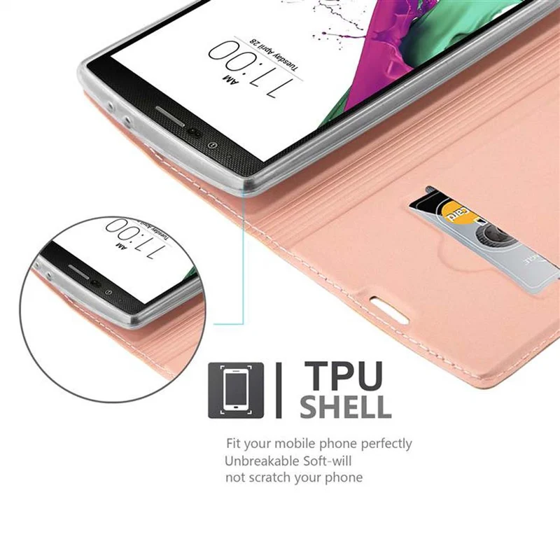 Cadorabo Hülle kompatibel mit LG G4 / G4 PLUS Schutzhülle mit Magnetverschluss, Standfunktion und Kartenfach