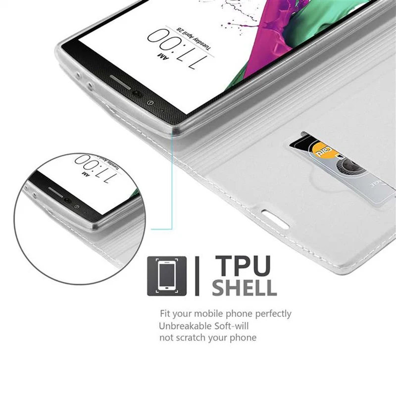 Cadorabo Hülle kompatibel mit LG G4 / G4 PLUS Schutzhülle mit Magnetverschluss, Standfunktion und Kartenfach
