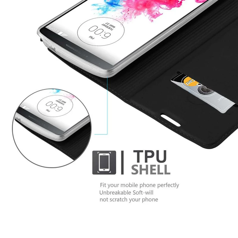 Cadorabo Hülle kompatibel mit LG G3 Schutzhülle mit Magnetverschluss, Standfunktion und Kartenfach