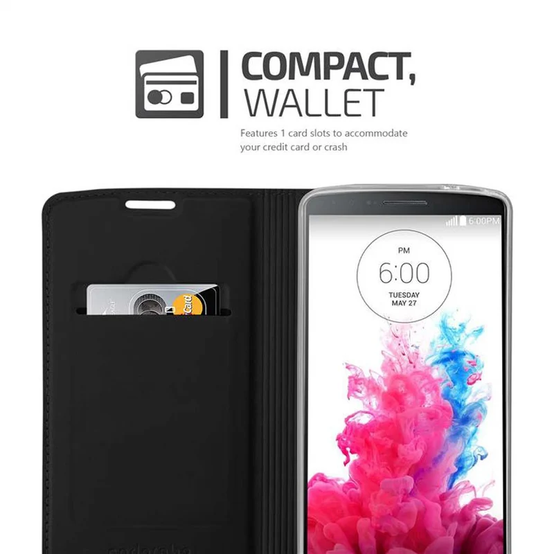 Cadorabo Hülle kompatibel mit LG G3 Schutzhülle mit Magnetverschluss, Standfunktion und Kartenfach