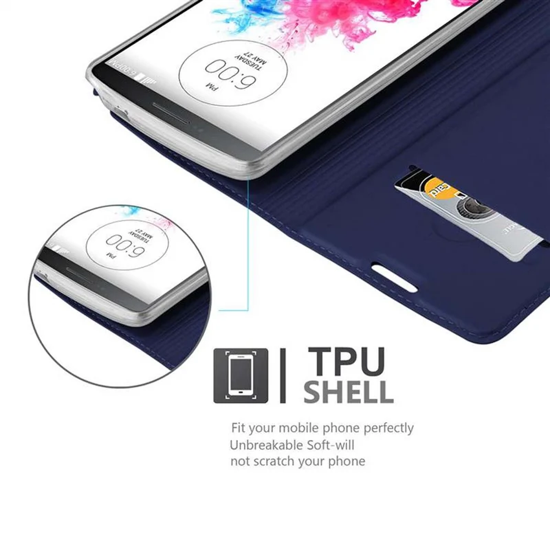 Cadorabo Hülle kompatibel mit LG G3 Schutzhülle mit Magnetverschluss, Standfunktion und Kartenfach