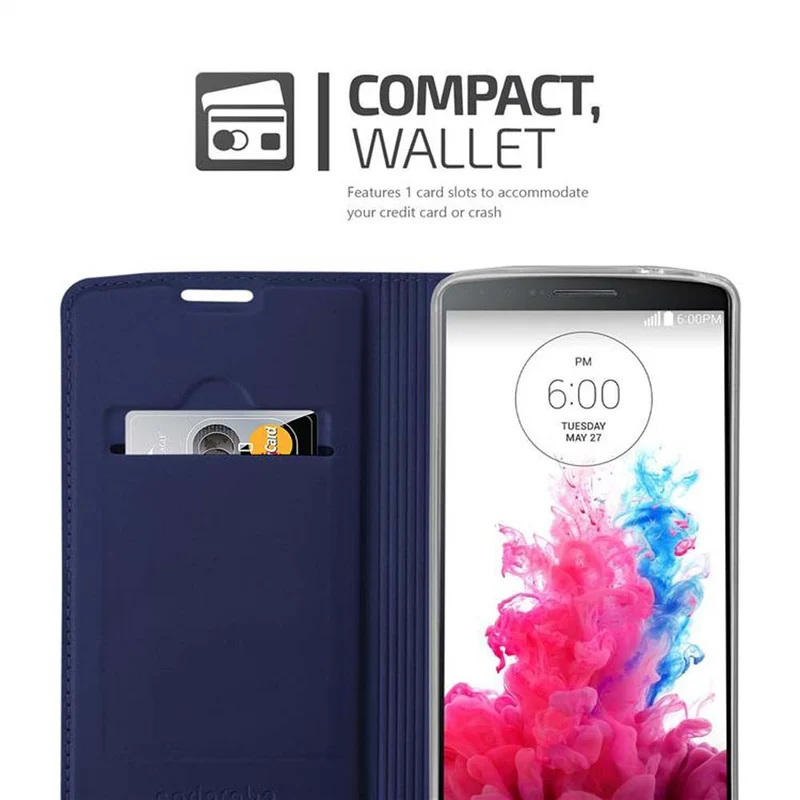 Cadorabo Hülle kompatibel mit LG G3 Schutzhülle mit Magnetverschluss, Standfunktion und Kartenfach