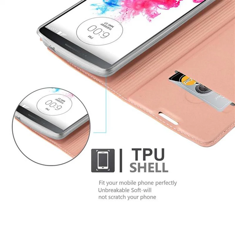 Cadorabo Hülle kompatibel mit LG G3 Schutzhülle mit Magnetverschluss, Standfunktion und Kartenfach