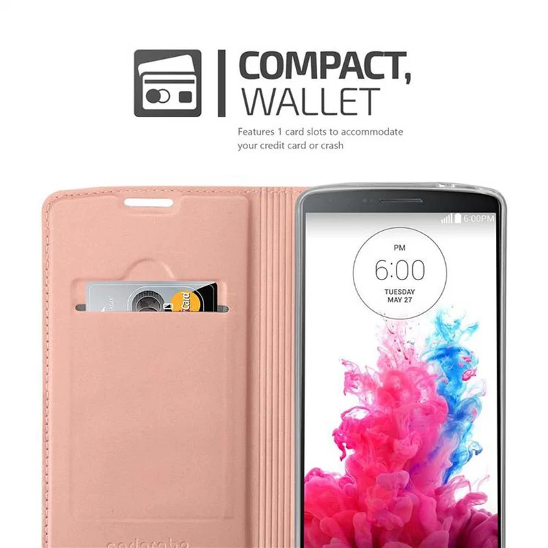 Cadorabo Hülle kompatibel mit LG G3 Schutzhülle mit Magnetverschluss, Standfunktion und Kartenfach