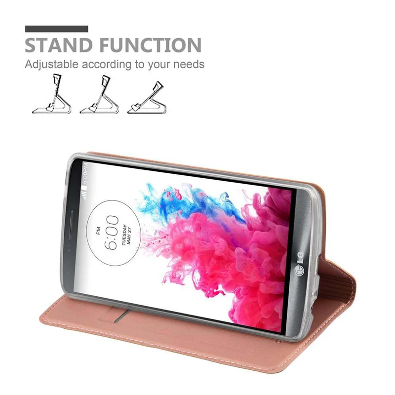 Cadorabo Hülle kompatibel mit LG G3 Schutzhülle mit Magnetverschluss, Standfunktion und Kartenfach