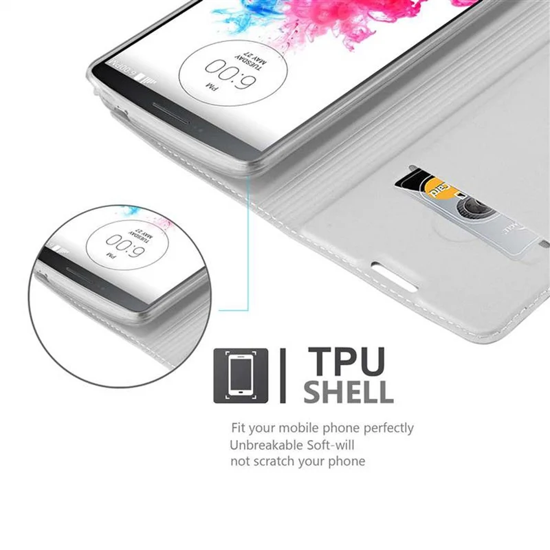 Cadorabo Hülle kompatibel mit LG G3 Schutzhülle mit Magnetverschluss, Standfunktion und Kartenfach