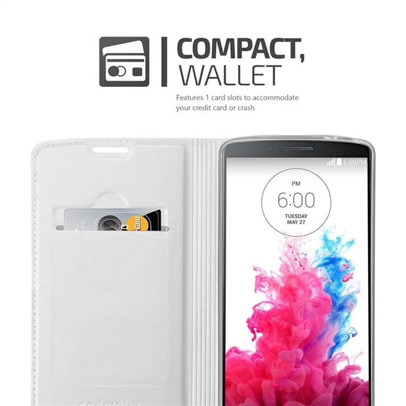 Cadorabo Hülle kompatibel mit LG G3 Schutzhülle mit Magnetverschluss, Standfunktion und Kartenfach